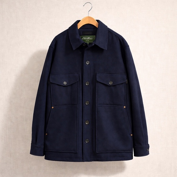 Eddie Bauer Jackets & Blazers - EDDIE BAUER Wool Blend Jacket Quilted Lined Navy Chore Jacket Workwear NWT